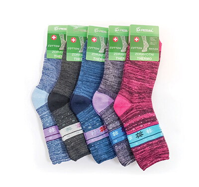 Ponožky termo viacfarebné D  35-38 vysoké/1  4 párov