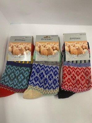Ponožky viacfarebné termo norvég mix/D  35-38  3 páry