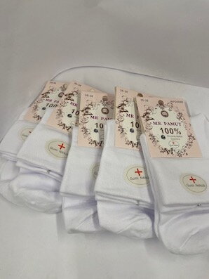 Ponožky biele bez gumy/D  38-41 5párov