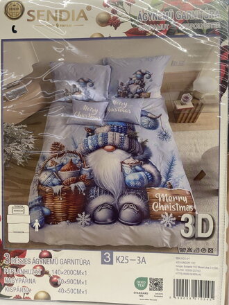 Obliečky/6 modré Santa claus 3 ks/3D