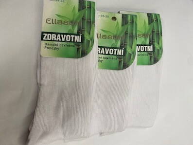 Ponožky biela zdravotné 35/38   5 párov